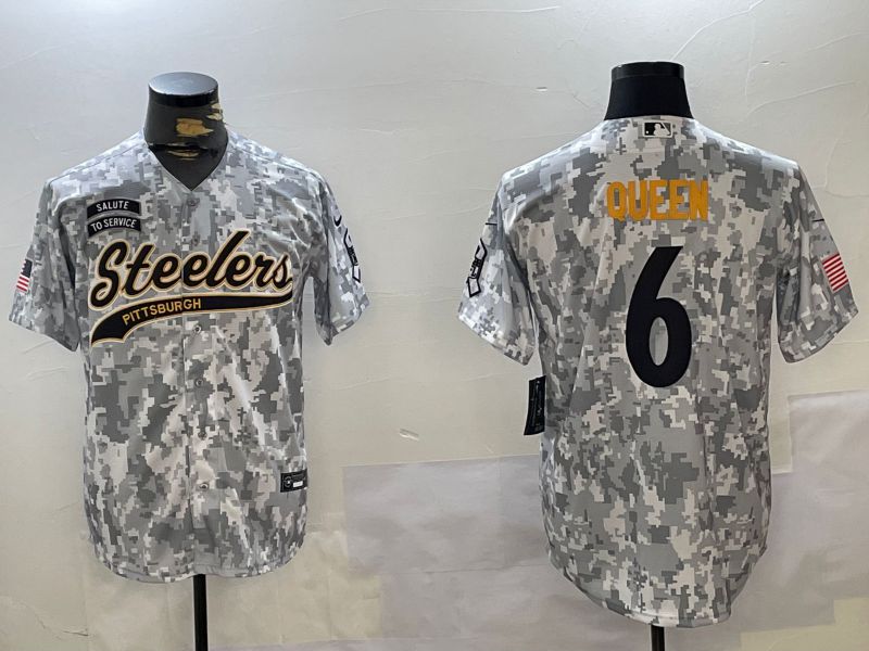 Men Pittsburgh Steelers #6 Queen Nike Arctic Camo 2024 Salute to Service Limited NFL Jersey style 6->pittsburgh steelers->NFL Jersey